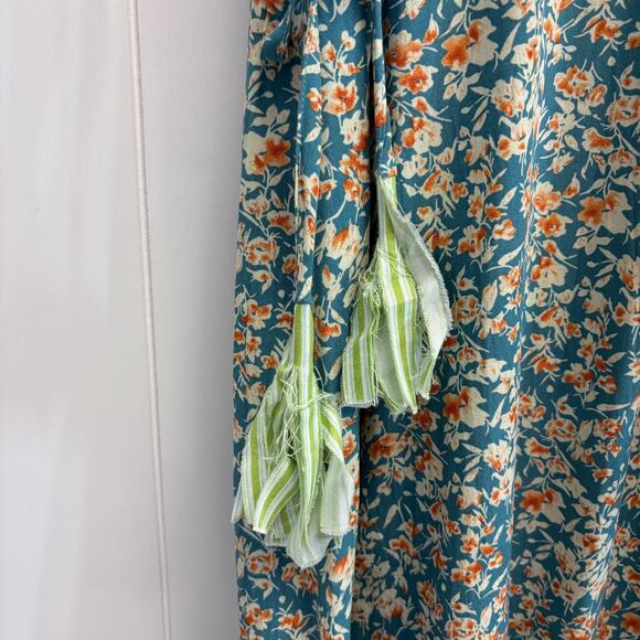 Handmade Cottage Prairie Trad‎ Wife Faux Wrap Midi Dress Size L Peasant Tassels - Picture 6 of 10